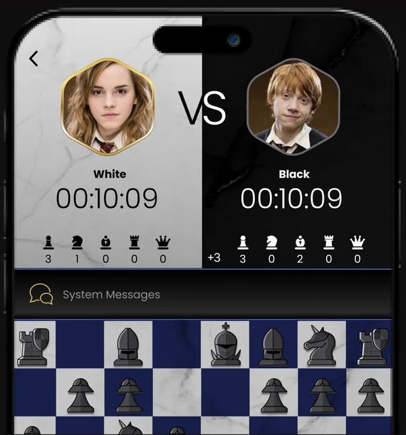 The GoChess app showing the live game